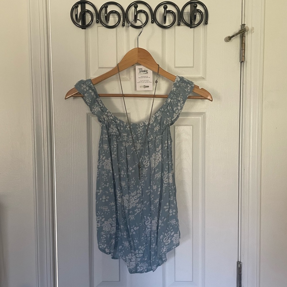 RL Denim&Supply Floral Off-The-Shoulder Flounce Top - Picture 5 of 8